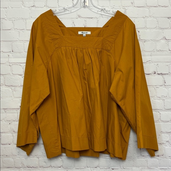 Madewell Square-Neck Top in Bronzed Leaf - Picture 2 of 12